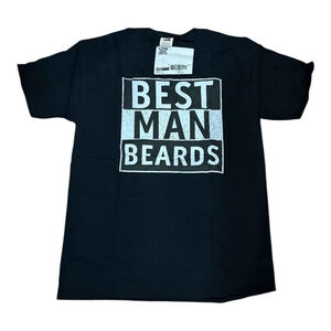 Fruit Of The Loom Shirt Mens Medium Black Best Man Beards Fun Novel Graphic Tee